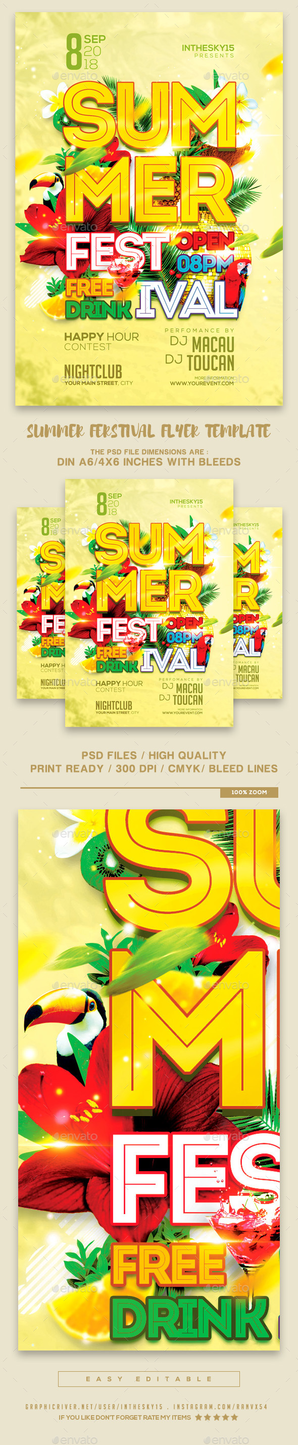 Summer Festival Flyer Template - Flyers Print Templates