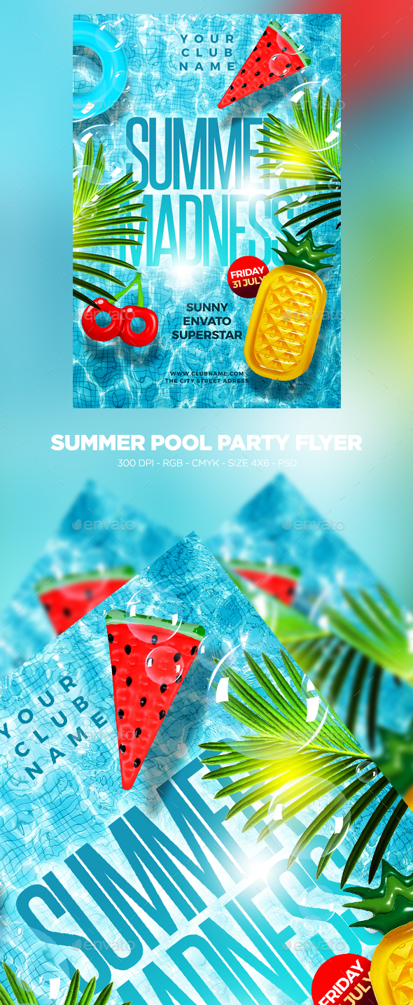 Summer Pool Party Flyer - Clubs & Parties Events