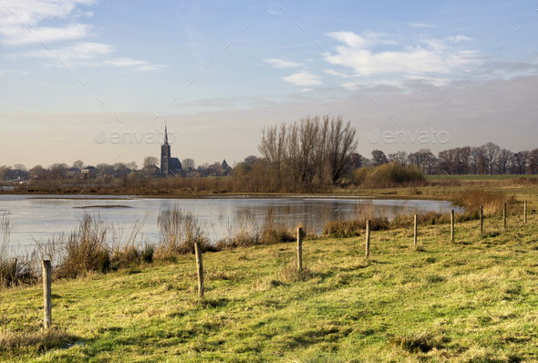 River foreland near Batenburg - Stock Photo - Images