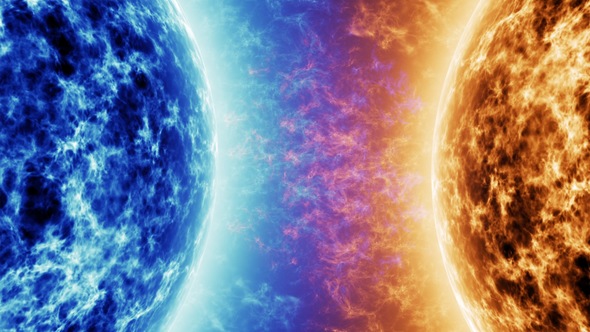 Blue Fire Star Vs Red Star In Space By Octofocus2 Videohive