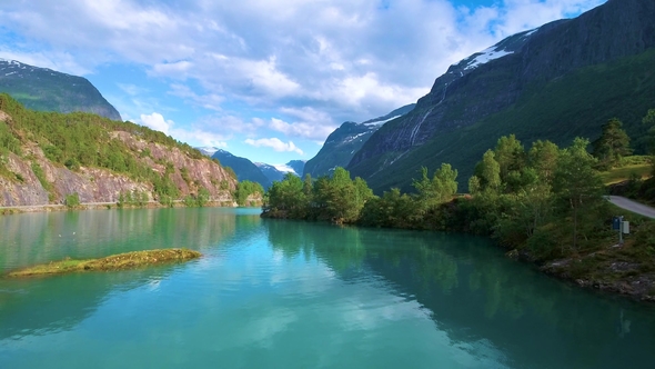 Lovatnet Lake Beautiful Nature Norway., Stock Footage | VideoHive