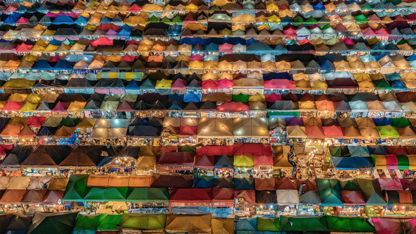 Bangkok, Thailand, Timelapse  - Bangkok's night market