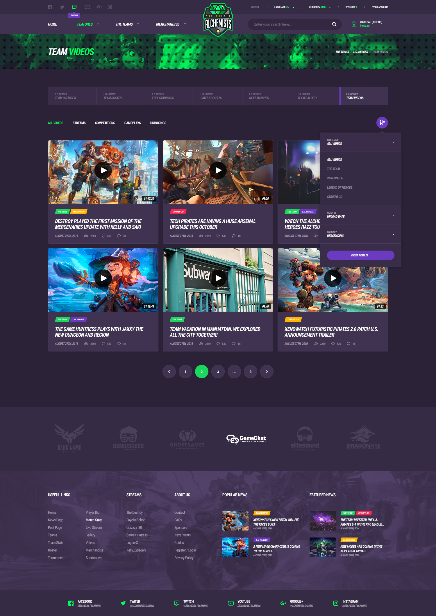 The Alchemists - Sports News PSD Template V4.0 + eSports & Gaming by ...