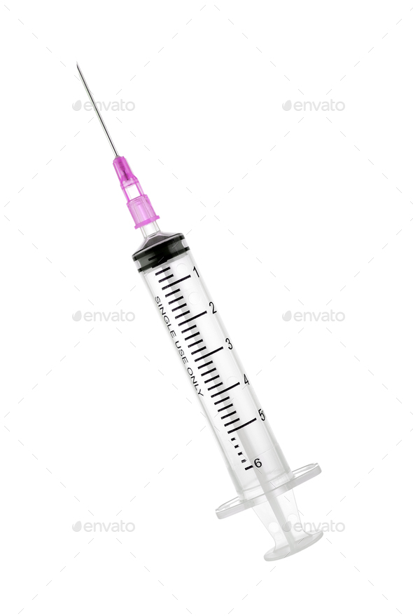 empty syringe for injection isolated on white background Stock Photo by
