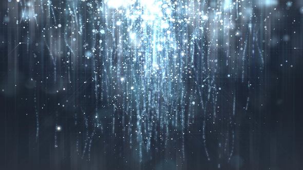 Silver Glossy Rain Background with Glitter Particles