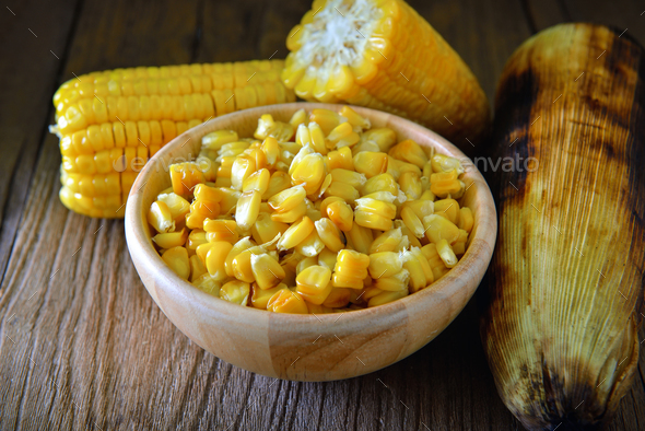 corn on wood - Stock Photo - Images