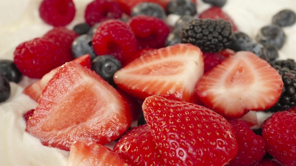 Yogurt with Assortment of Fresh Berries Sliding Shot