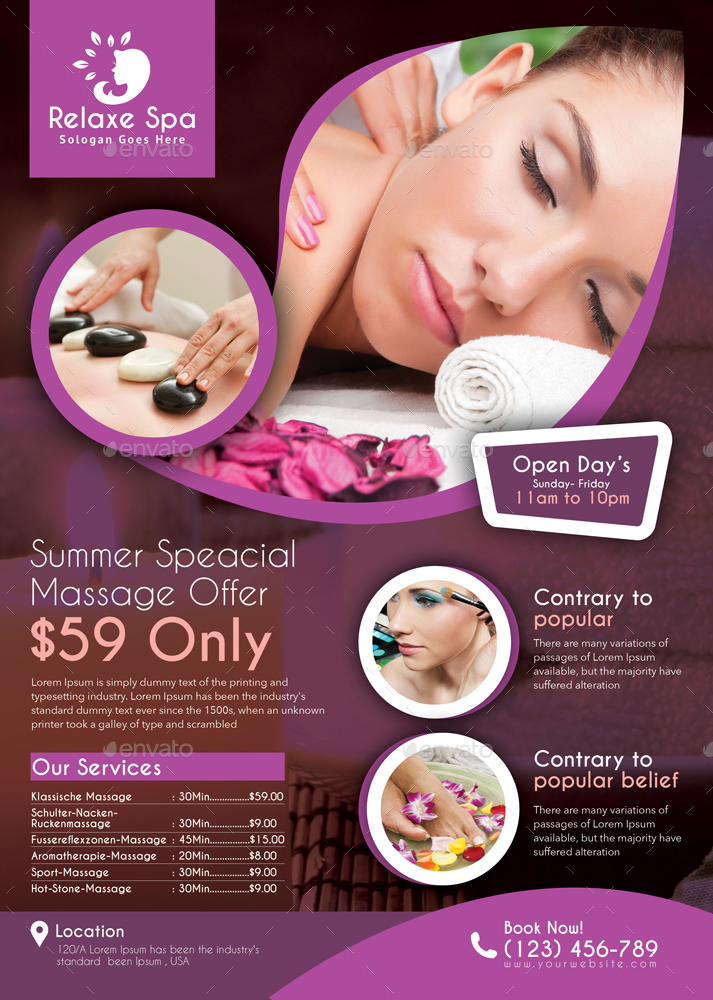 Spa Flyer Template, Print Templates GraphicRiver