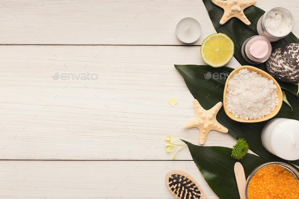 Natural cosmetics for home or salon spa treatment Stock Photo by Prostock-studio