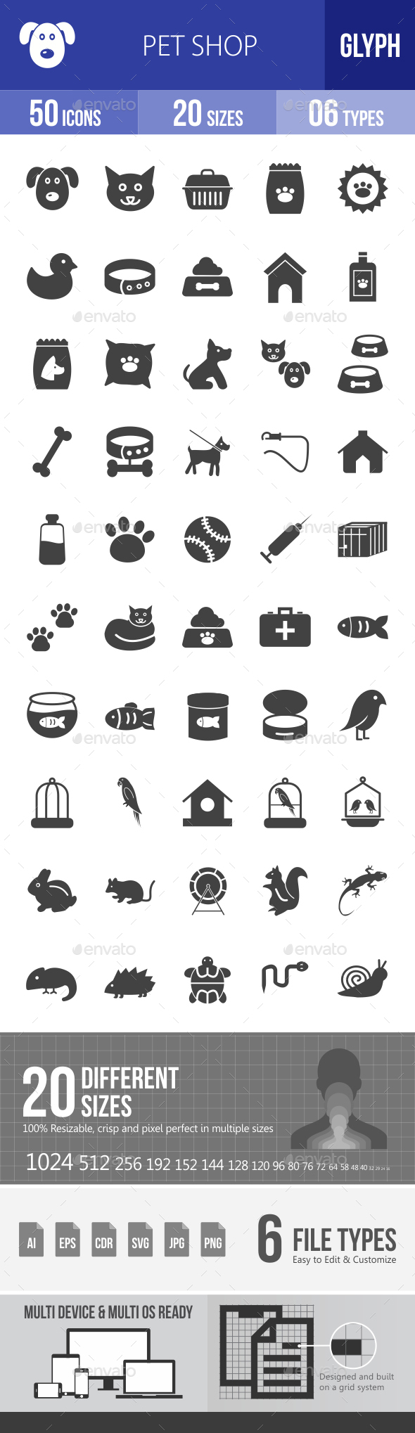 Pet Shop Glyph Icons - Icons