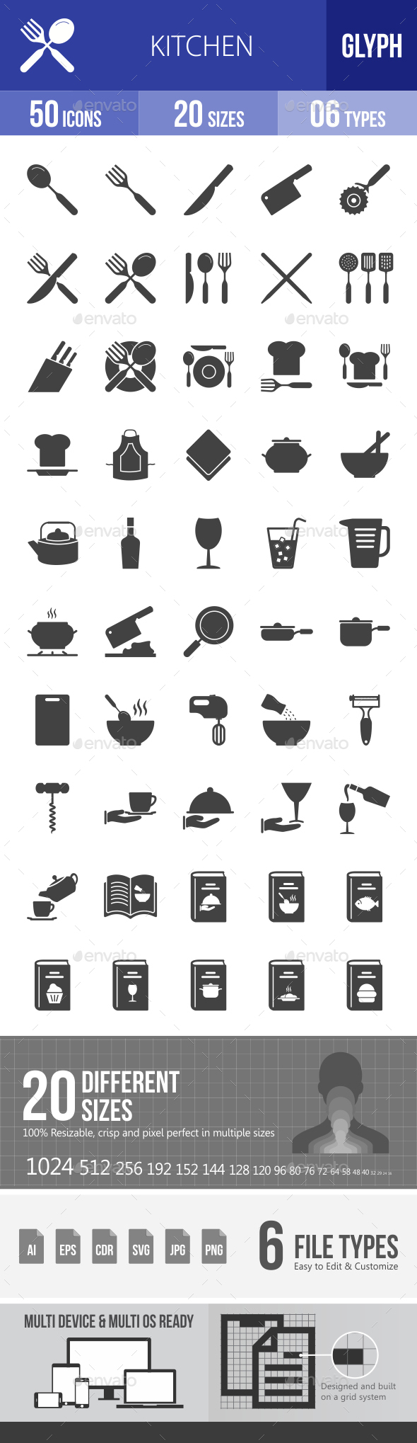 Kitchen Glyph Icons - Icons