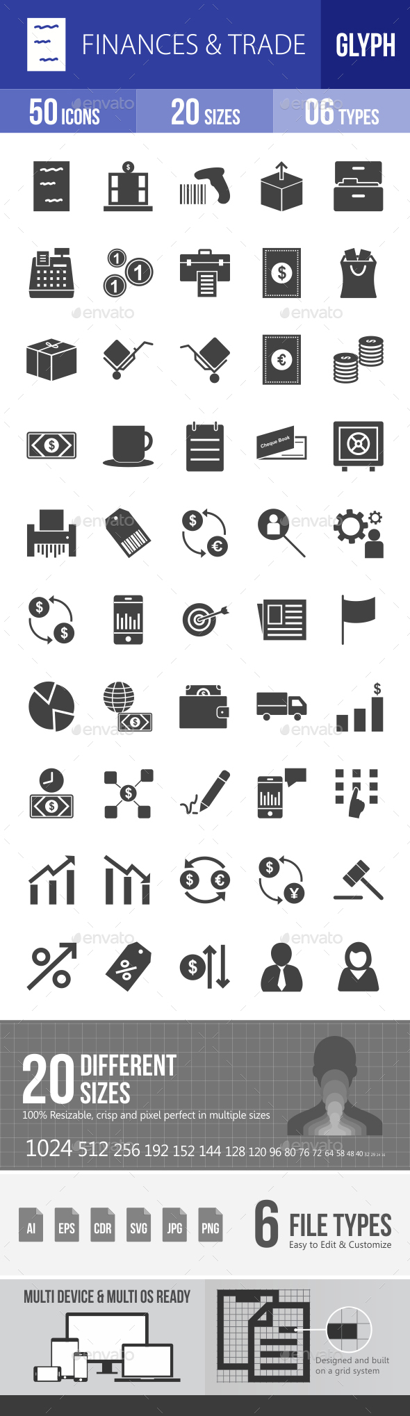 Finances & Trade Glyph Icons - Icons