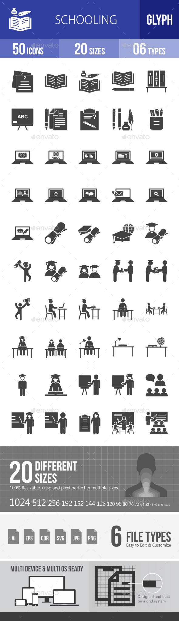 Schooling Glyph Icons - Icons