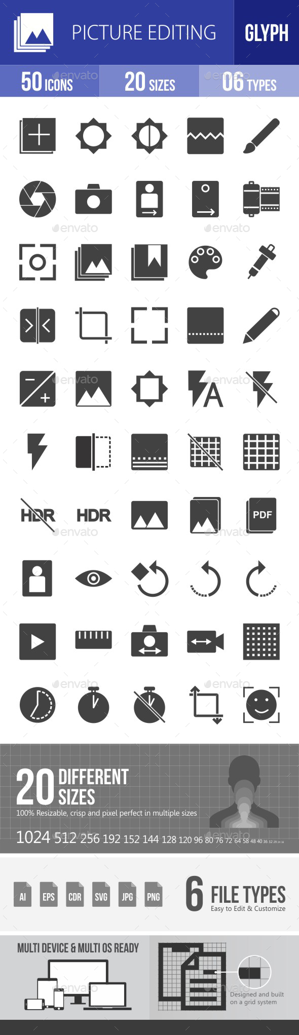 Picture Editing Glyph Icons - Icons