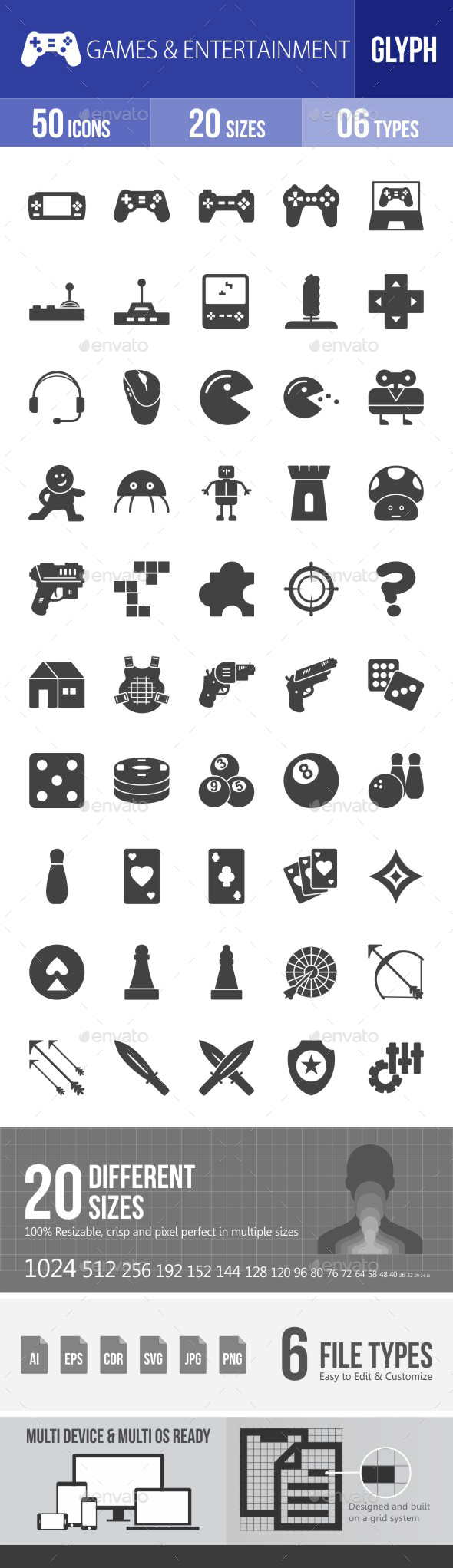 Games & Entertainment Glyph Icons - Icons