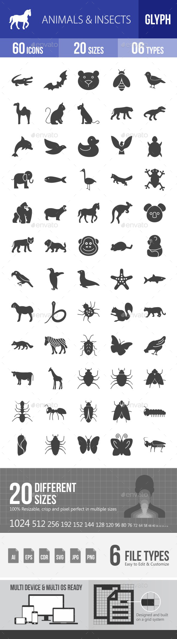 Animals & Insects Glyph Icons - Icons