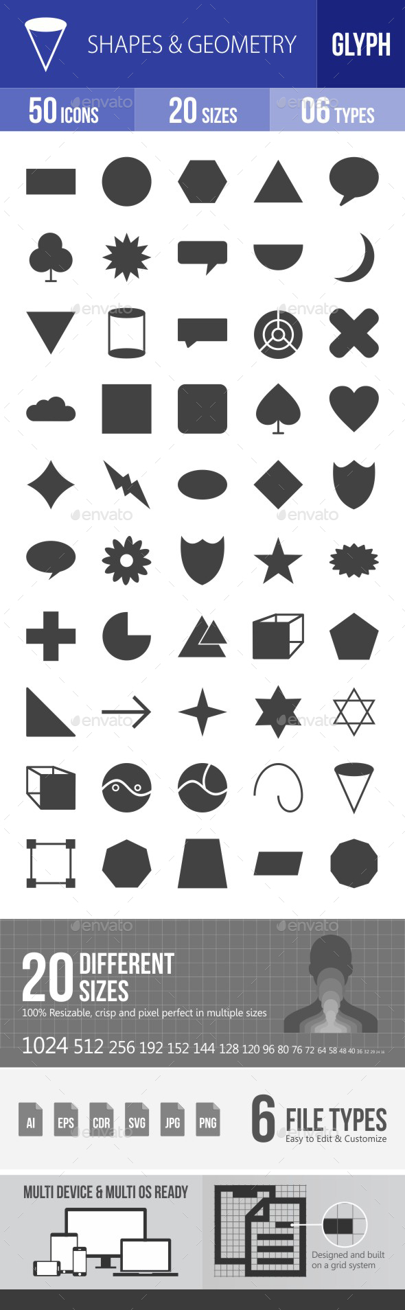 Shapes & Geometry Glyph Icons - Icons