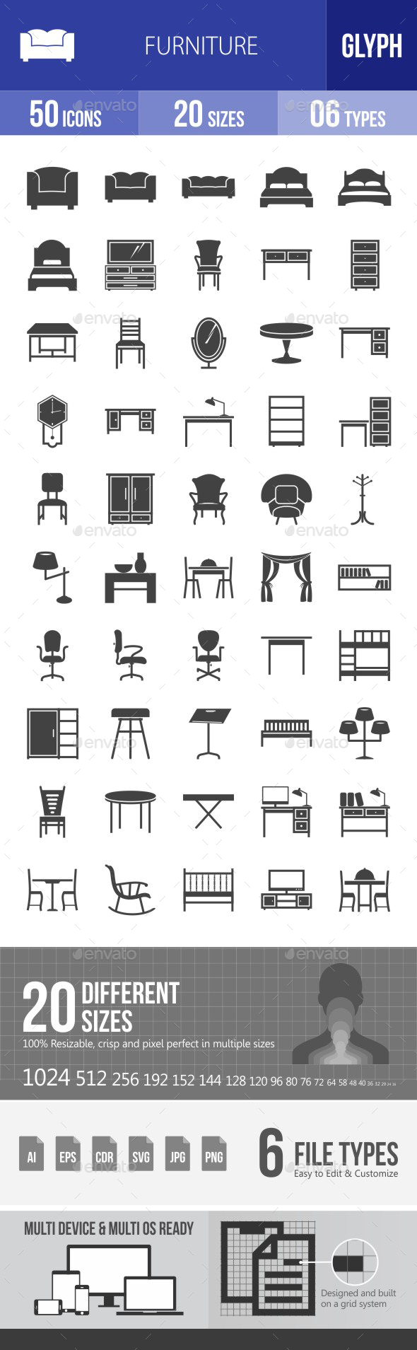 Furniture Glyph Icons - Icons