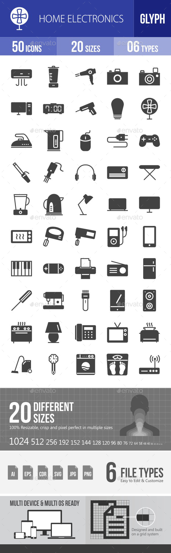 Home Electronics Glyph Icons - Icons