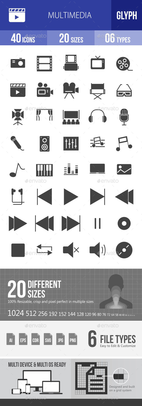 Multimedia Glyph Icons - Icons