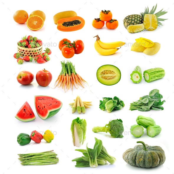 Fruits  vegetables. With beta carotene. - Stock Photo - Images