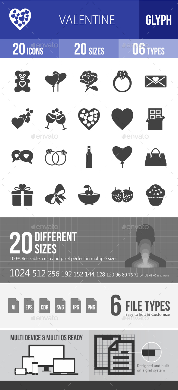 Valentine Glyph Icons - Icons