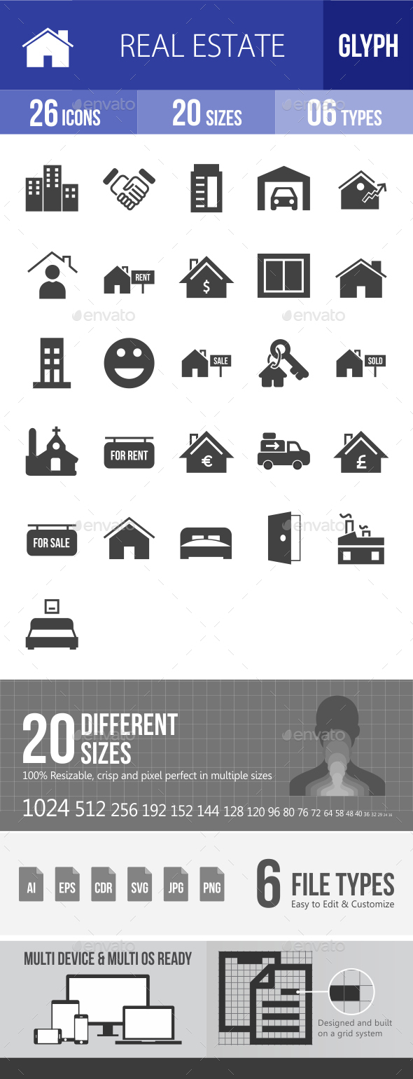 Real Estate Glyph Icons - Icons