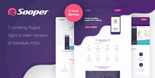 Sooper - Mobile, Desktop, Web App Showcase Template - Technology PSD Templates