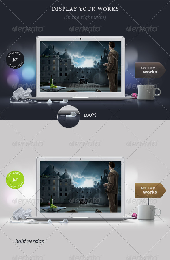 Designer's Desk Portfolio Concept - Laptop Displays