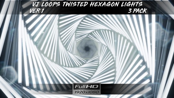 VJ Loops Twisted Hexagon Lights Ver.1 - 3 Pack