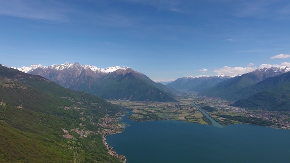 Aerial Landscape on Como Lake Between Mountains alt