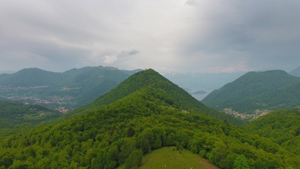 Aerial Landscape Near Como Lake Italy alt