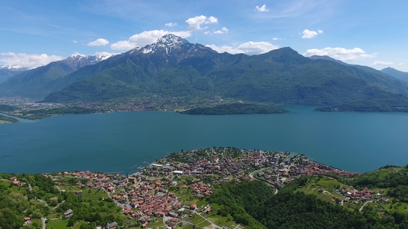 Aerial Landscape on Como Lake Between Mountains alt