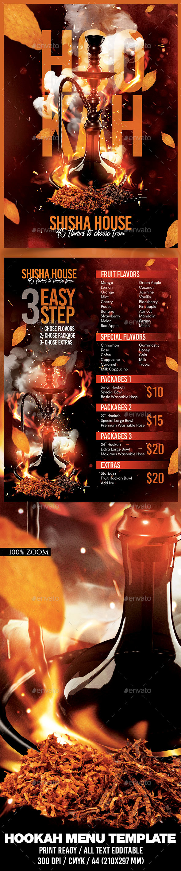 Hookah Menu - Food Menus Print Templates