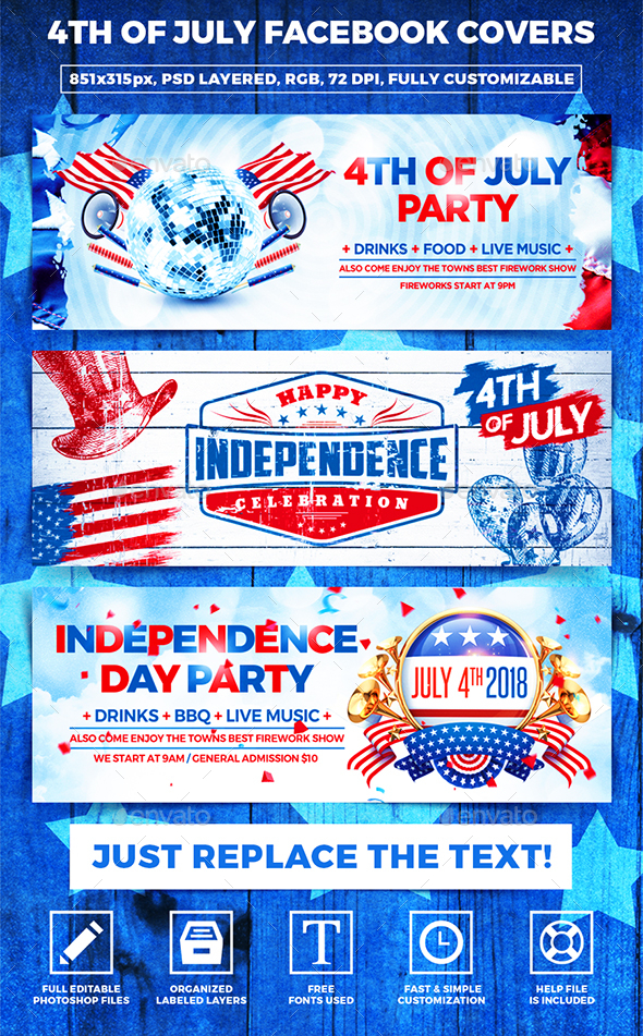 Independence Day Facebook Covers - Banners & Ads Web Elements