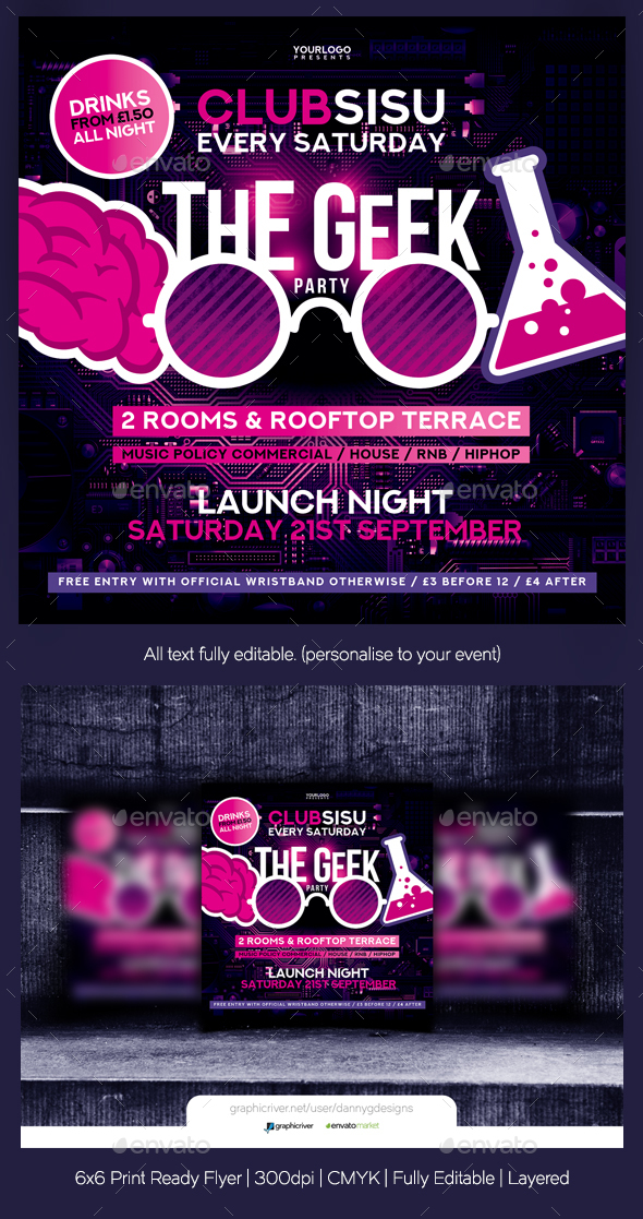 The Geek Party Flyer Template - Clubs & Parties Events