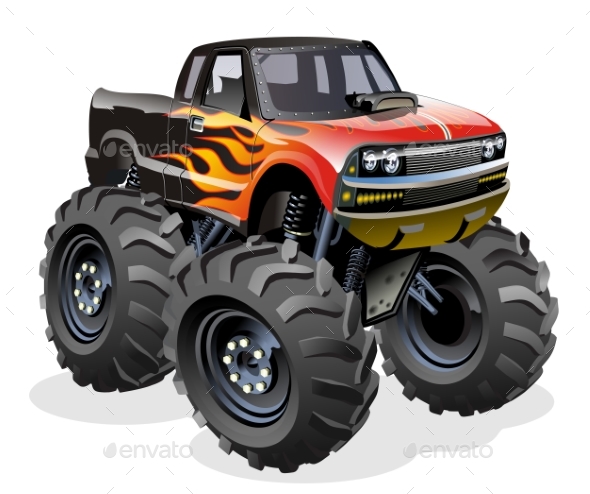 Cartoon Monster Truck - Man-made Objects Objects