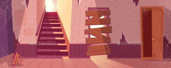Vector Background of Abandoned House - Buildings Objects