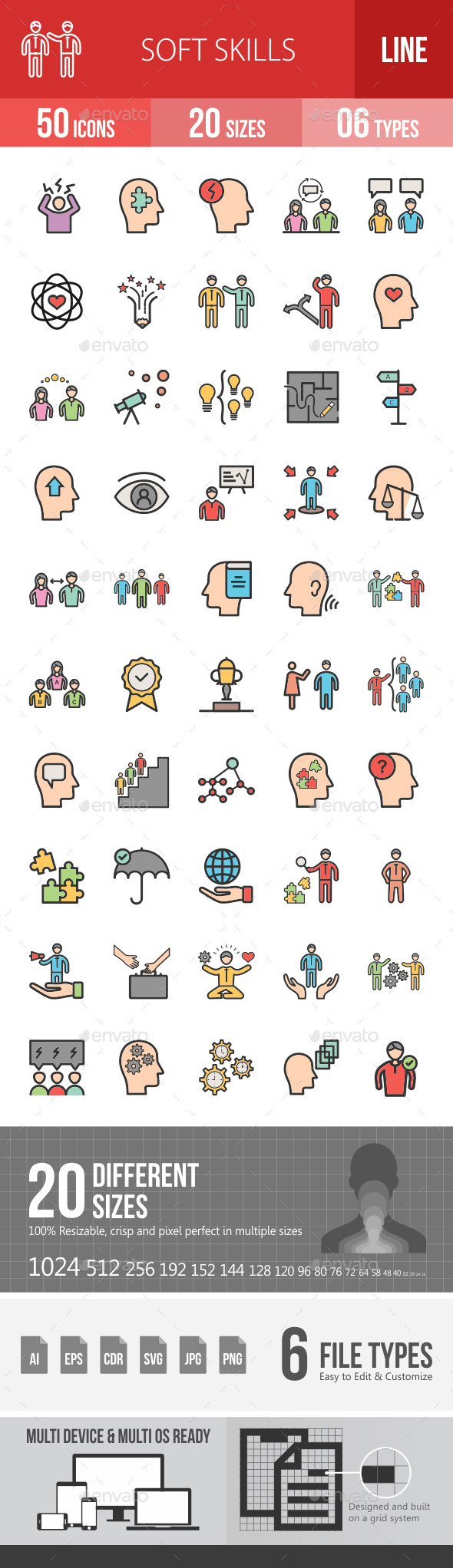 Soft Skills Filled Line Icons - Icons
