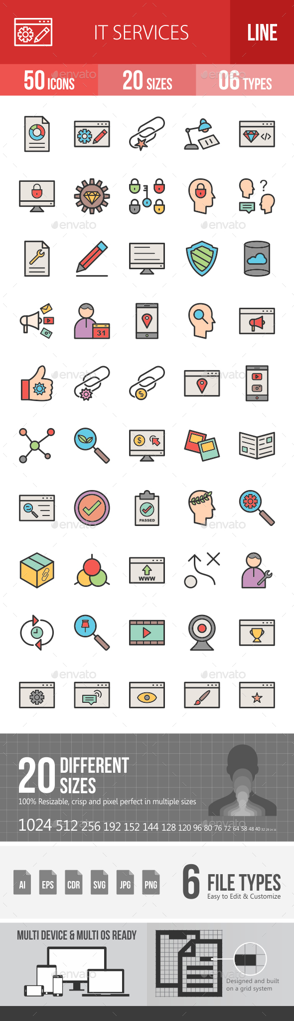 IT Services Line Filled Icons - Icons