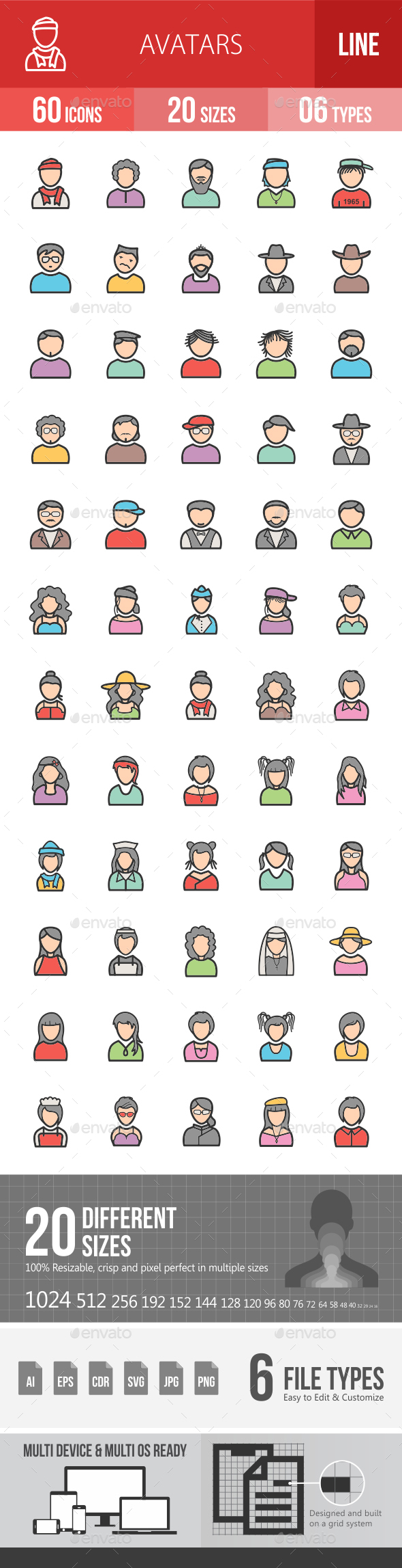 Avatars Filled Line Icons - Icons