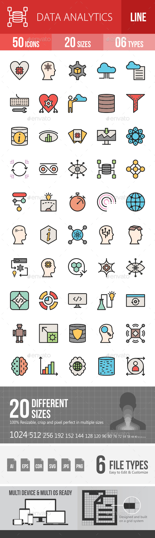 Data Analytics Filled Line Icons - Icons