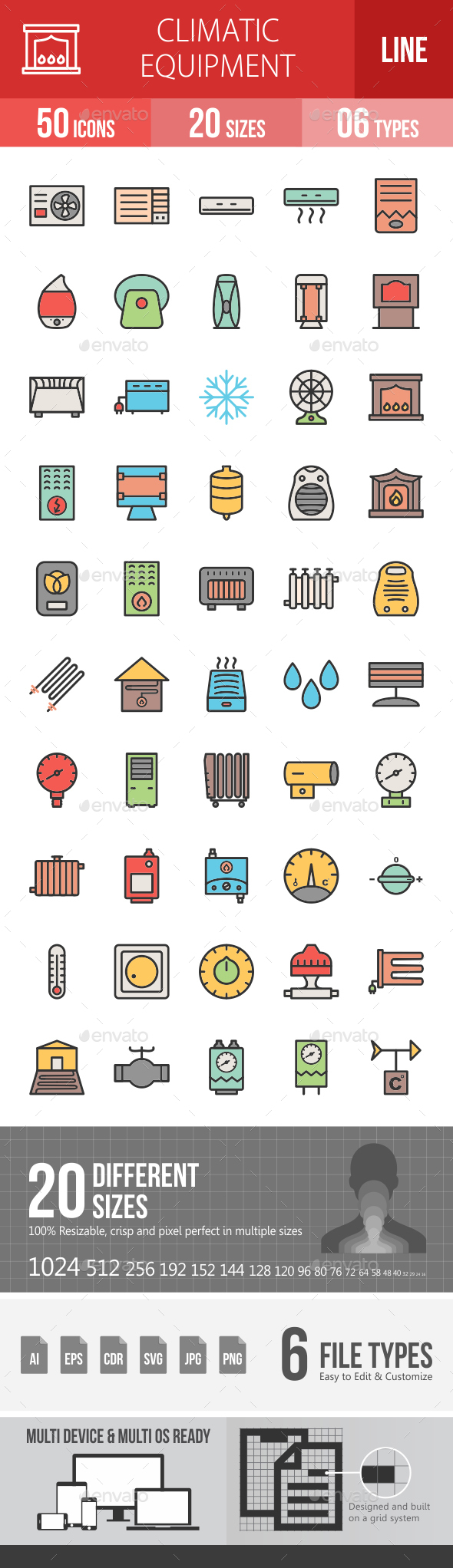 Climatic Equipment Line Filled Icons - Icons