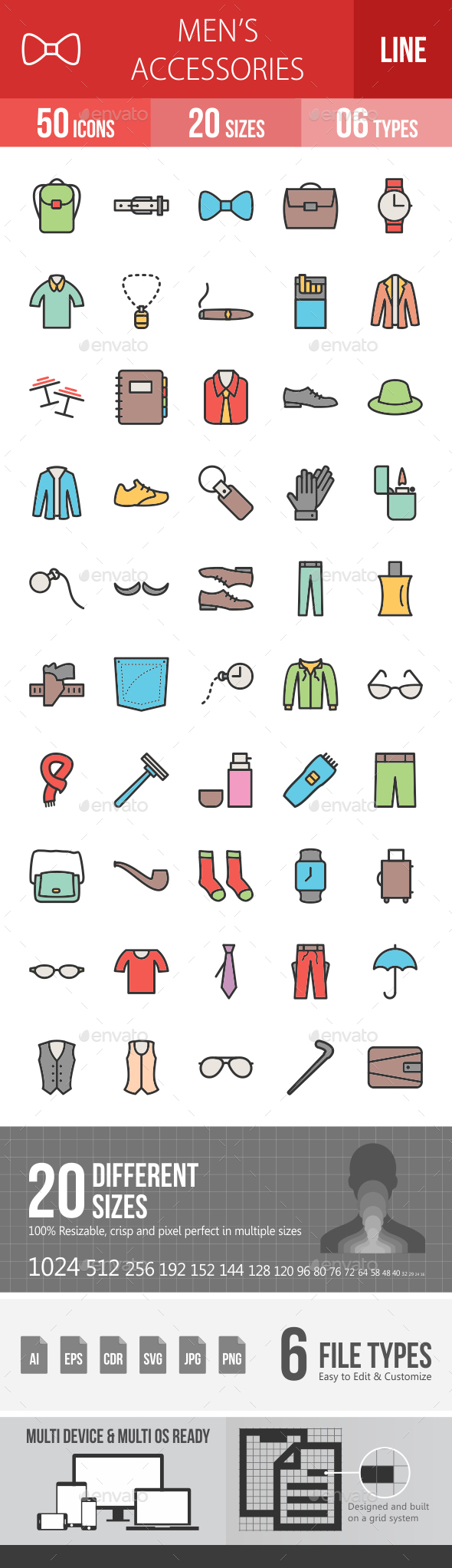 Men's Accessories Line Filled Icons - Icons