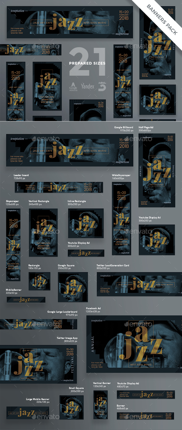 Jazz Festival Banner Pack - Banners & Ads Web Elements