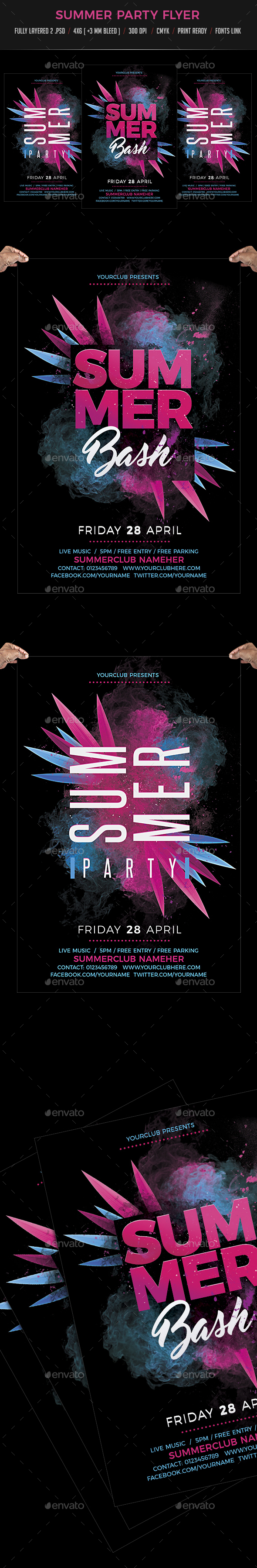 Summer Bash Party Flyer Template - Clubs & Parties Events