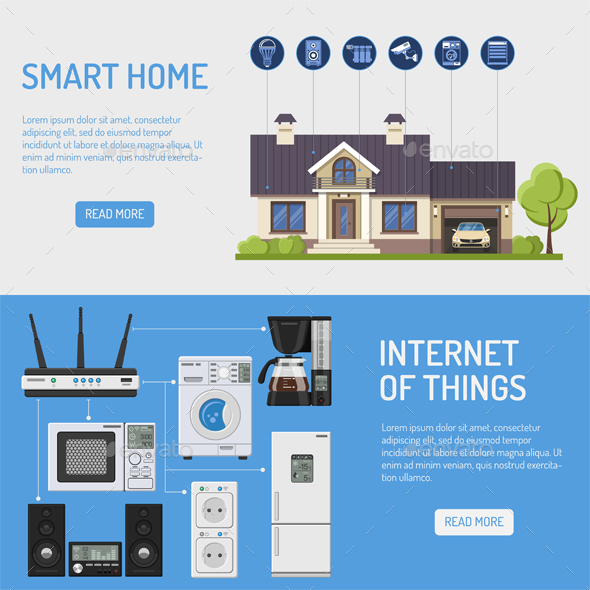 Smart House and Internet of Things Banners - Web Technology