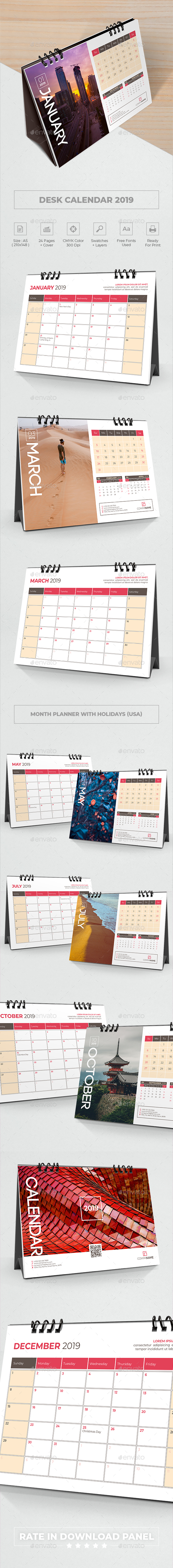 Desk Calendar Planner 2019 - Calendars Stationery