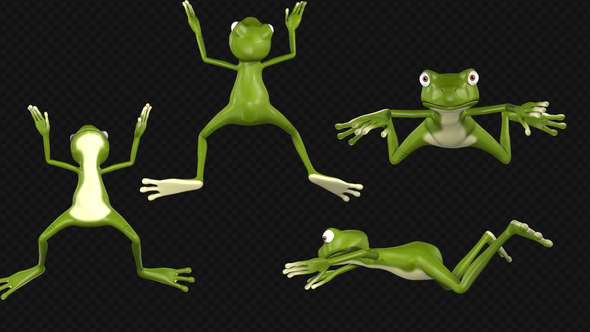 Frog 3d Character - Swimming (4-Pack)