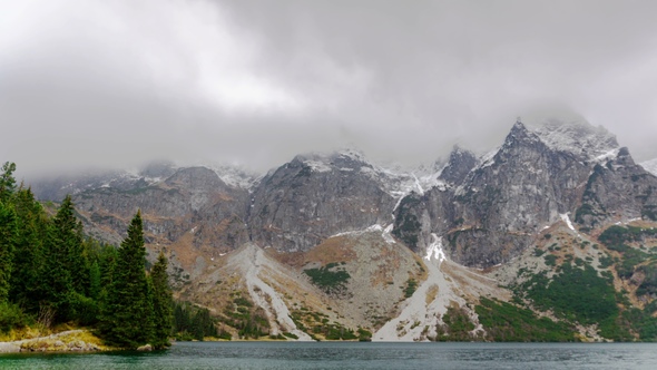 Mountain Range with Snow and Mist alt